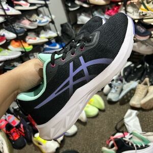 ASICS Women's Black and Mint Athletic Shoes